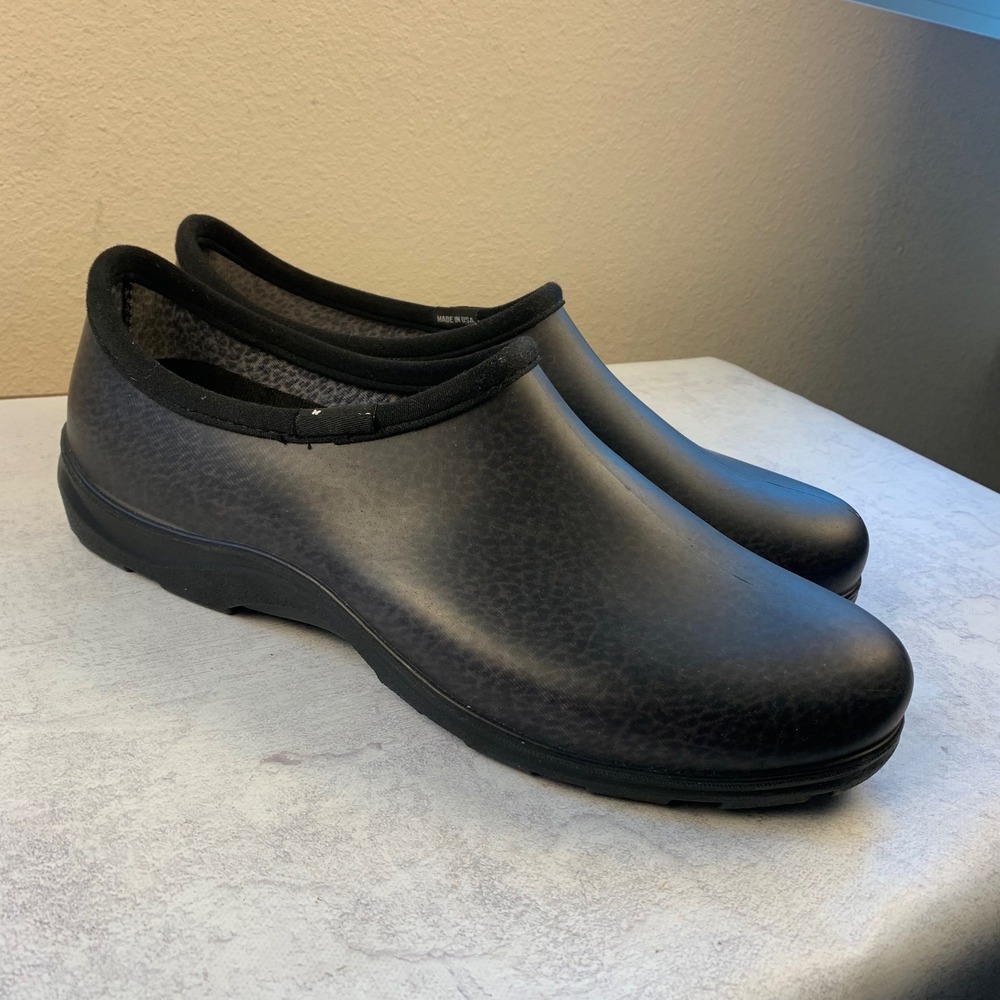 Sloggers Men 12 Garden Shoes Black Textured Waterproof Rubber Slip On Rain Clogs